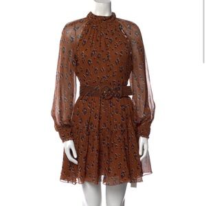 Nicholas A-line belted dress brown XS $465